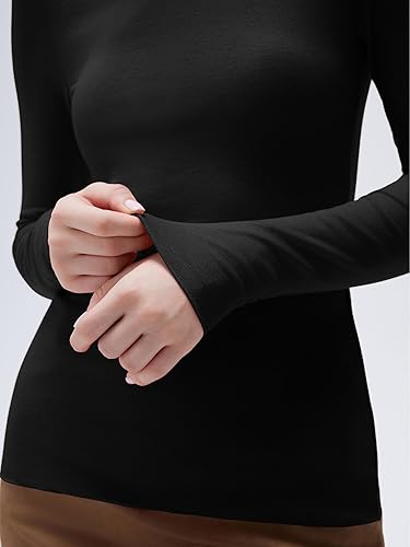 Women Cashmere Blend Turtleneck Long Sleeve Shirt Fitted Fall Basic Thermal Tops Fall Fashion