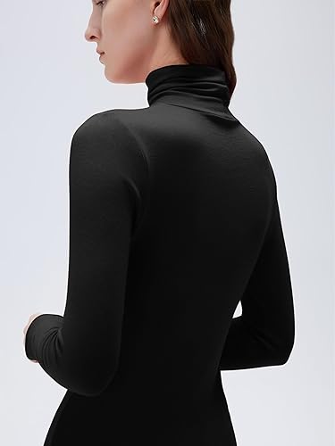 Women Cashmere Blend Turtleneck Long Sleeve Shirt Fitted Fall Basic Thermal Tops Fall Fashion