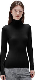 Women Cashmere Blend Turtleneck Long Sleeve Shirt Fitted Fall Basic Thermal Tops Fall Fashion